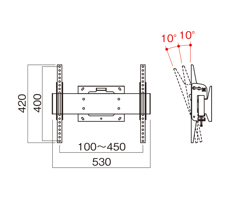 ハヤミ工産HAMILeX「CHシリーズ」天吊り金具 (40~50v型対応)ハヤミ工産 マルチ金具(左右2連・ディスプレイ 