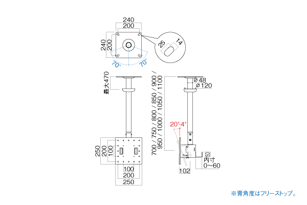 TH-B74L 天吊金具 | 製品情報 | HAMILeX（ハミレックス） | ハヤミ工産